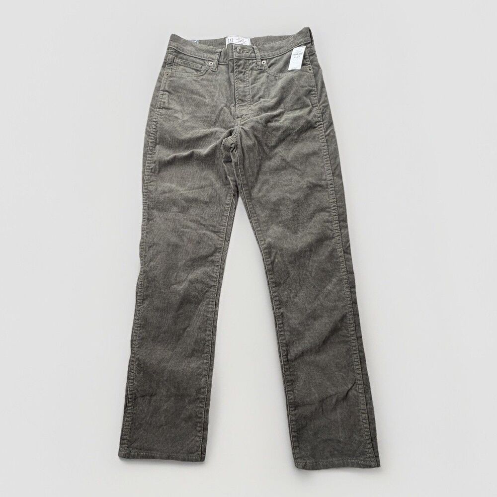 GAP High Rise Vintage Slim Corduroy Pants Olive Green‎ Womens 4/27 NWT